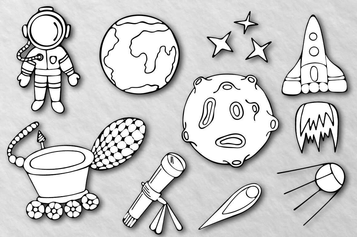 Space coloring pages for kids space coloring book hand drawn doodle by irisidia