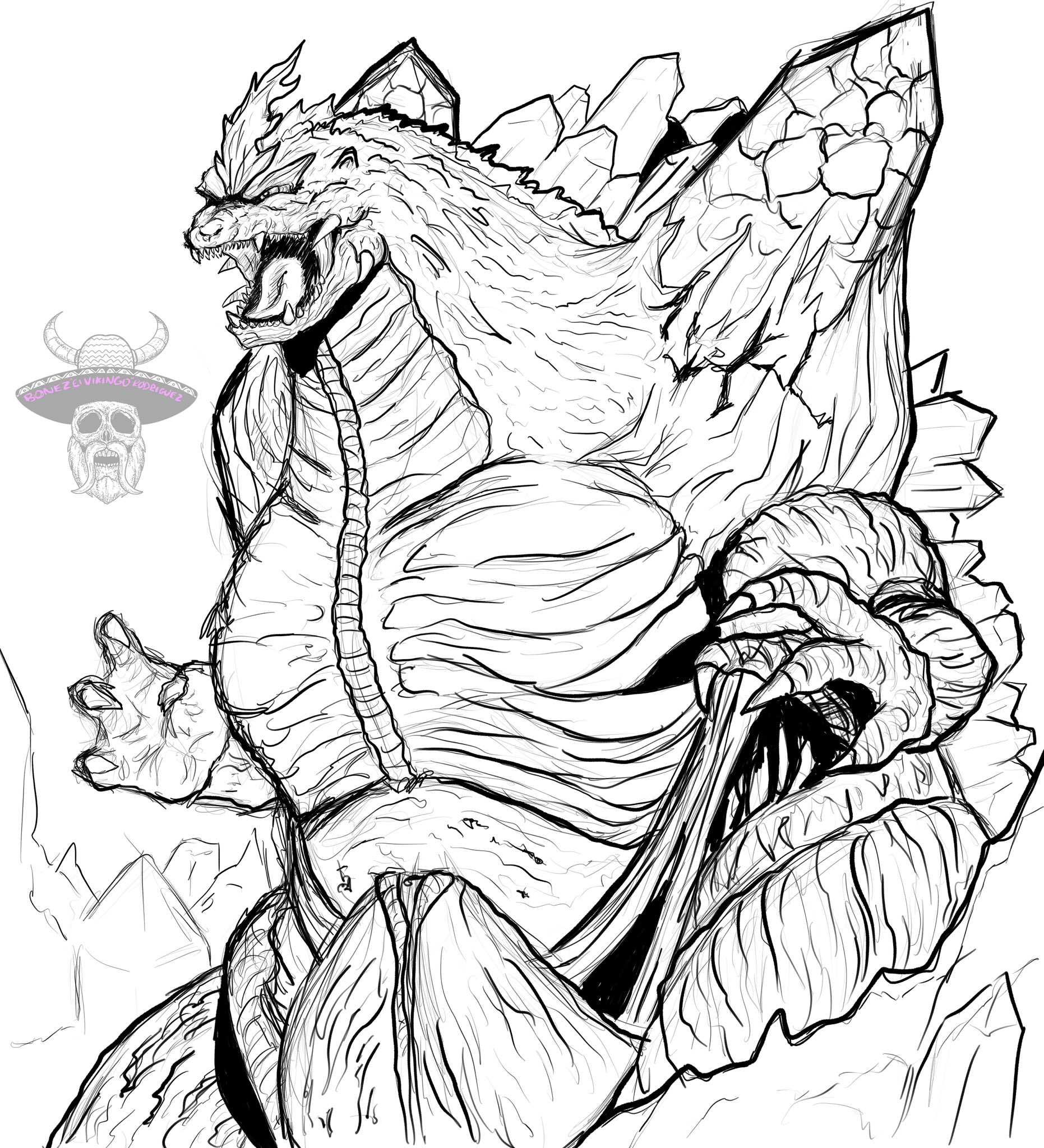 Twiztidbonez on x wip of space godzilla godzilla spacegodzilla art procreateart sketch digitalsketch httpstcokyenjdllis x