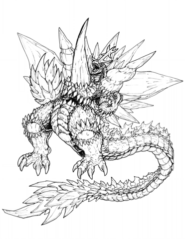 Ultimate space godzilla coloring page free printable coloring pages