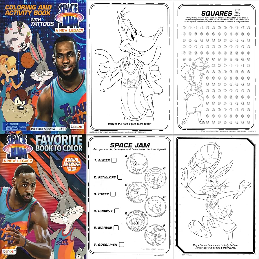 Space jam looney tunes activity and coloring book set for kids space jam coloring book bundle for boys and girls with games puzzles stickers tattoos and more toys