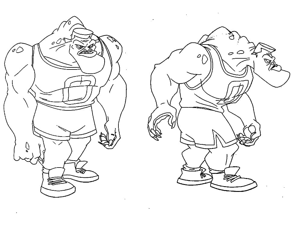 Monsters bang space jam coloring page