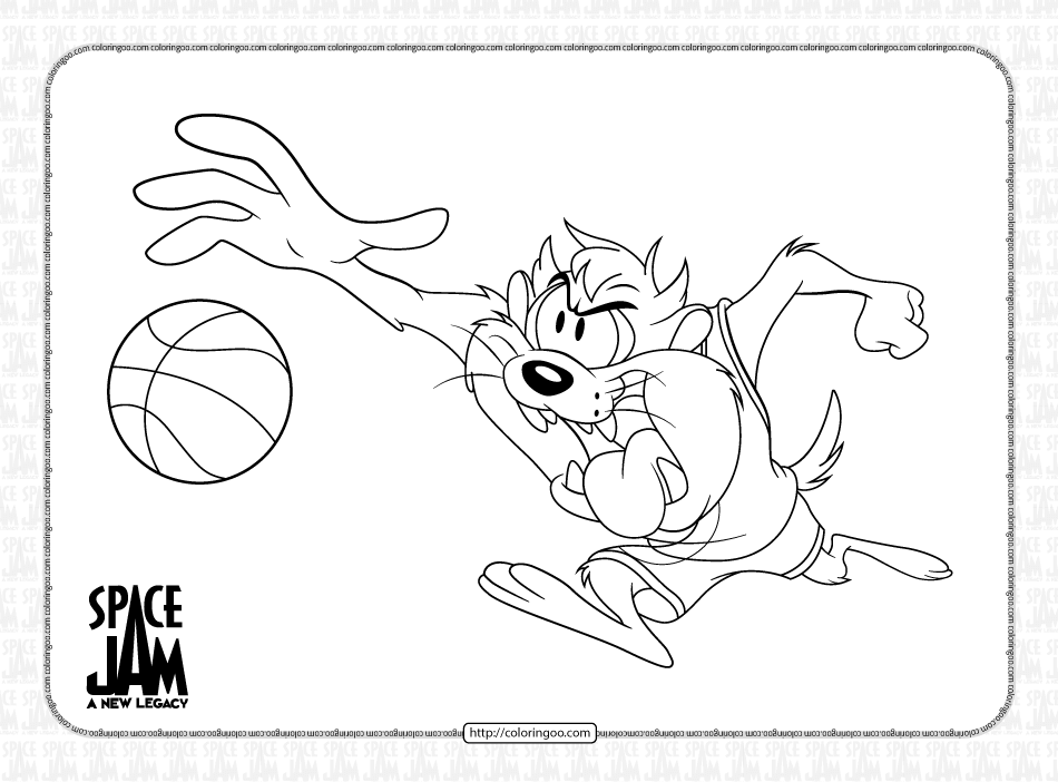 Space jam a new legacy tazmanian devil coloring page