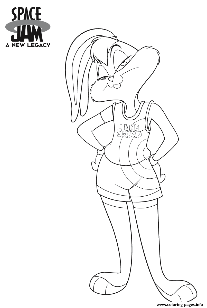 Space jam lola bunny coloring page printable