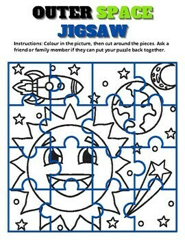Space jigsaw coloring puzzles outer space activities space day worksheets