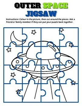 Space jigsaw coloring puzzles outer space activities space day worksheets