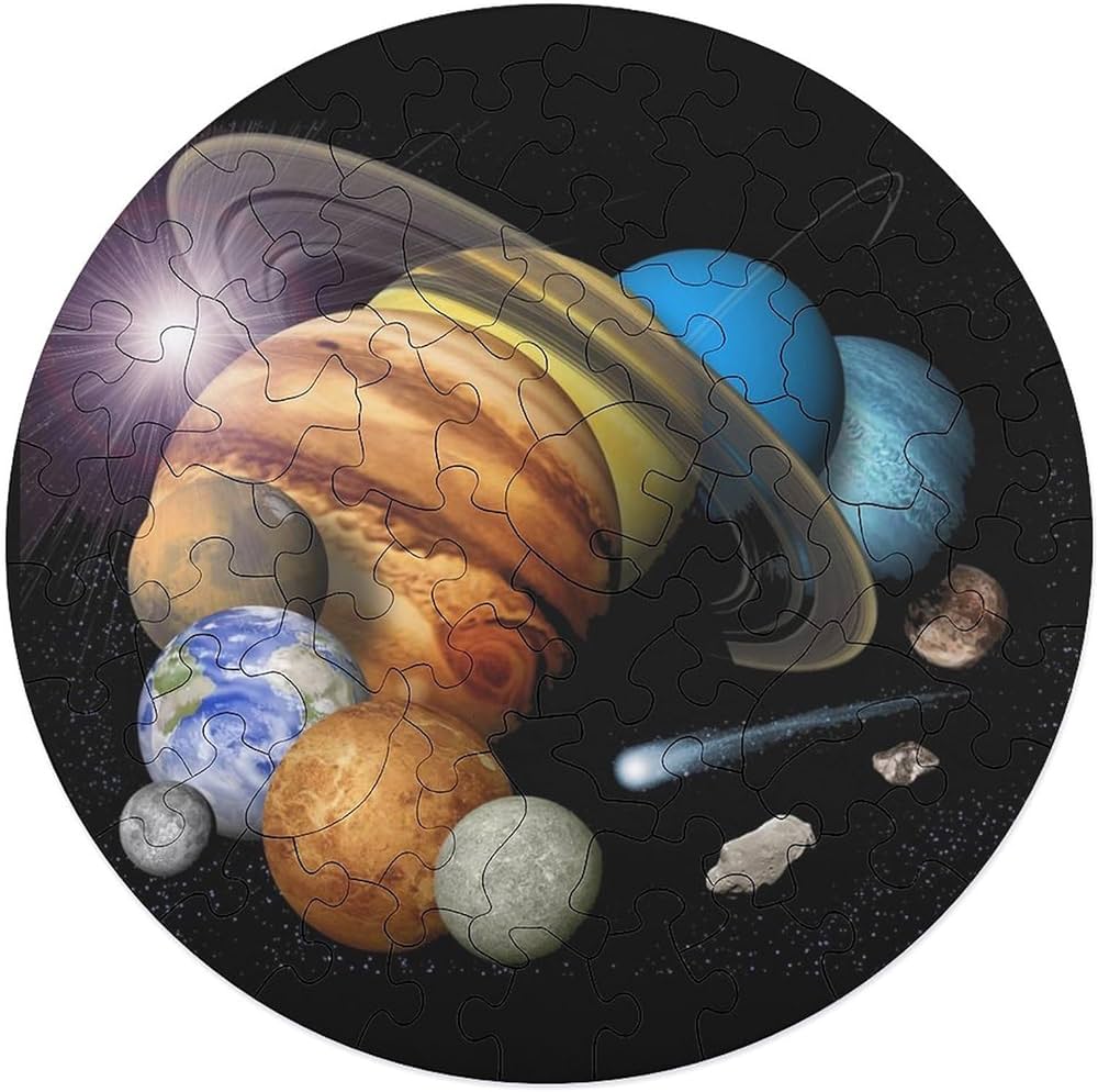 Space solar planets funny jigsaw puzzle round picture puzzle personalized customized gifts for adults toys games