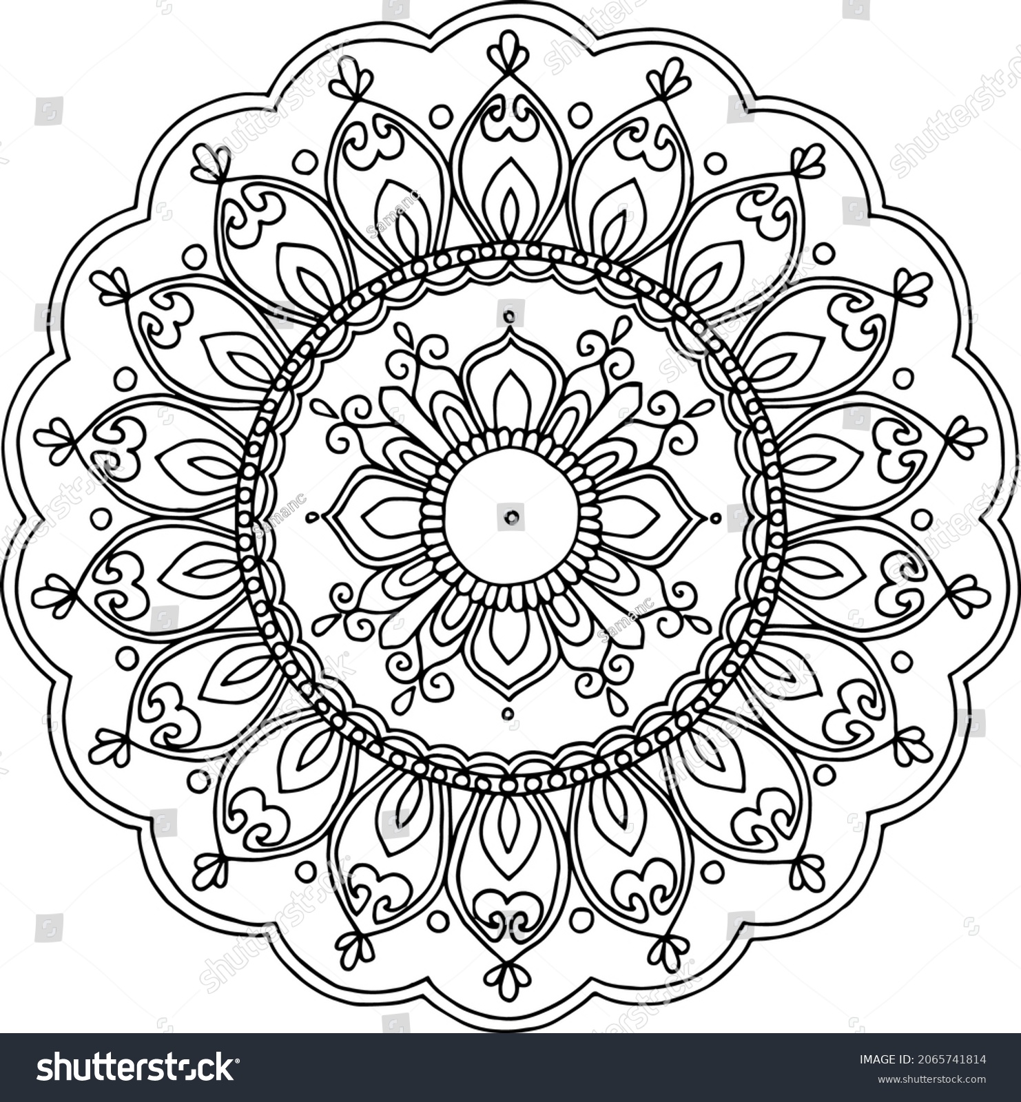 Coloring space round ornament mandala coloring stock vector royalty free