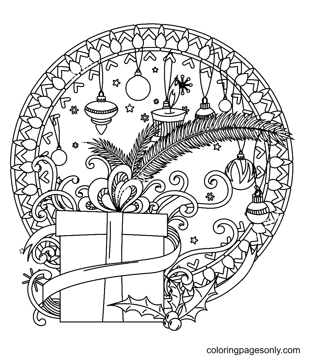 Christmas mandala coloring pages printable for free download