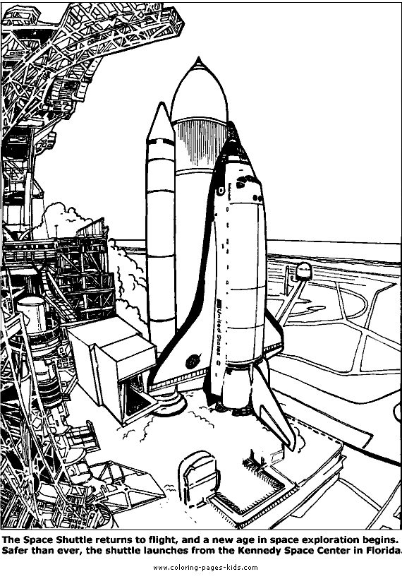 Space shuttle lift off color pages