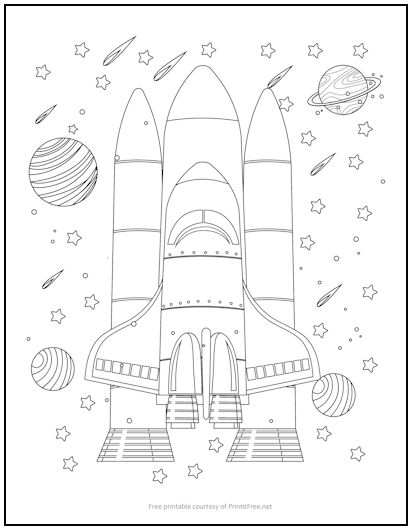 Shuttle in space coloring page print it free