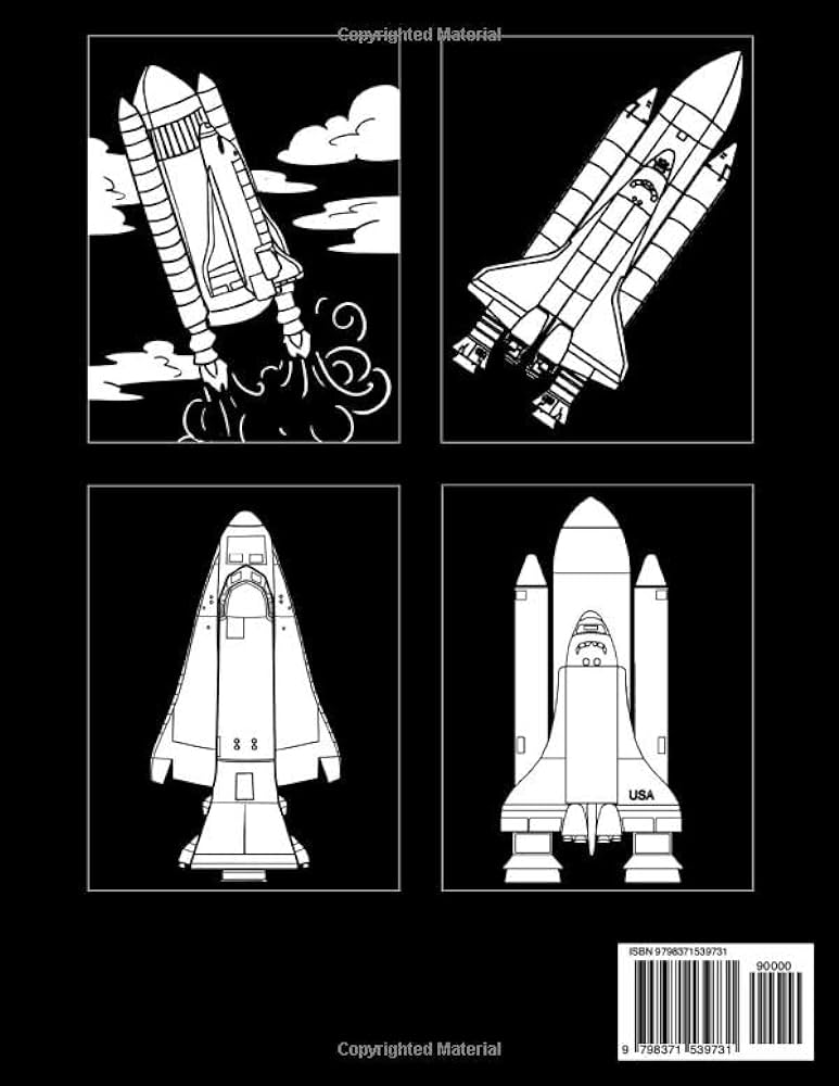Midnight space shuttle coloring book entertaining coloring pages with black edition featuring spacecraft for adults relaxation and stress relief world painting books