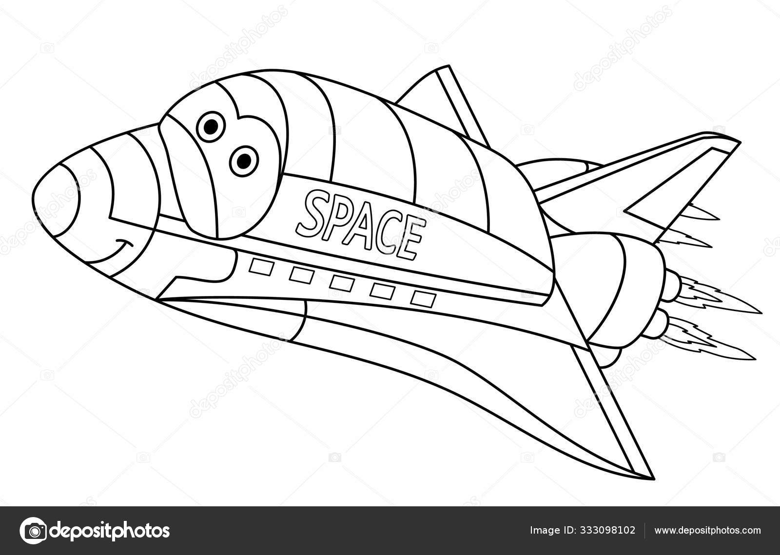 Coloring page with space shuttle stock vector by sybirko