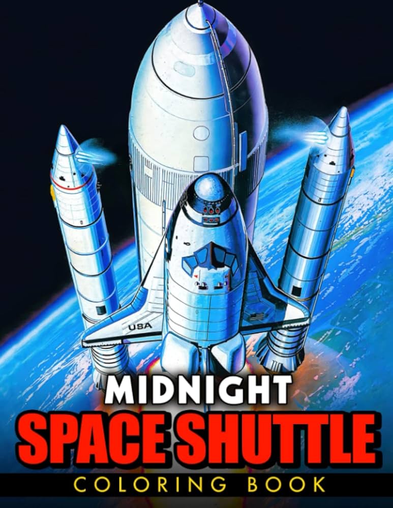 Midnight space shuttle coloring book entertaining coloring pages with black edition featuring spacecraft for adults relaxation and stress relief world painting books