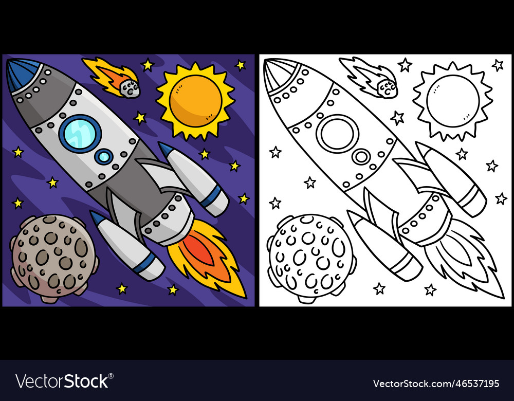 Space shuttle coloring page colored royalty free vector
