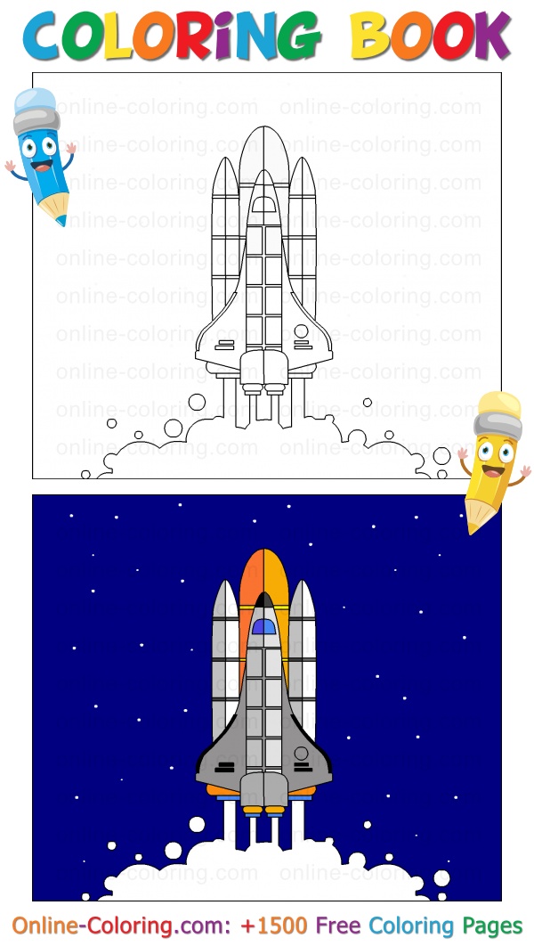 Space shuttle launch free online coloring page