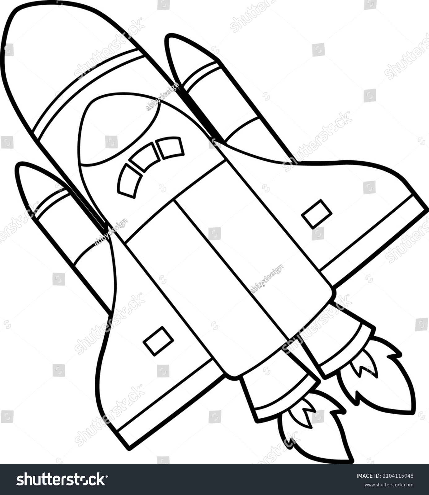 Rocket coloring page isolated kids stock vector royalty free