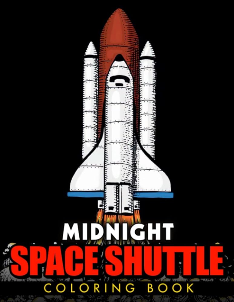 Midnight space shuttle coloring book delightful coloring pages black edition with spacecraft illustrations to boost creativity world painting books