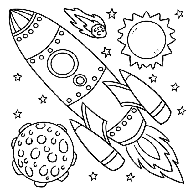 Premium vector space shuttle coloring page for kids