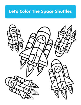 Space shuttles coloring book page in letter page size children coloring worksheet premium vector element vector