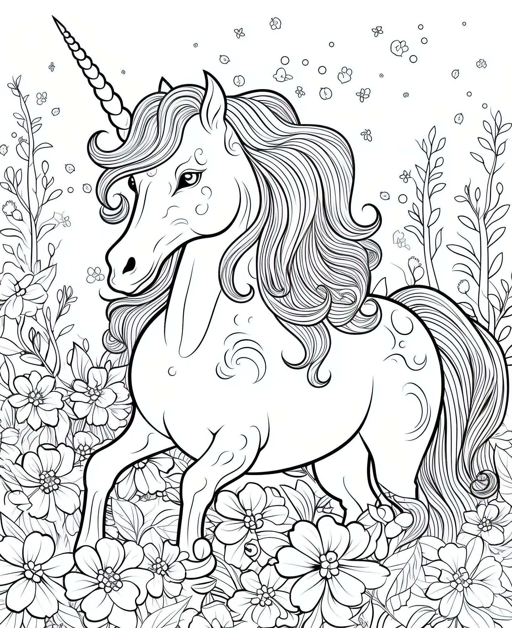 Premium vector space unicorn in the space jungle coloring book for children