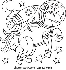 Unicorn astronaut space coloring page kids stock vector royalty free