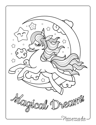 Magical unicorn coloring pages for kids adults