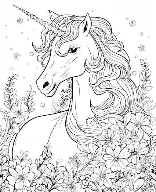 Premium vector space unicorn in the space jungle coloring book for children