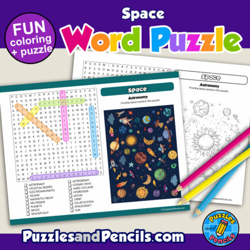 Space word search puzzle activity page astronomy wordsearch made by teachers