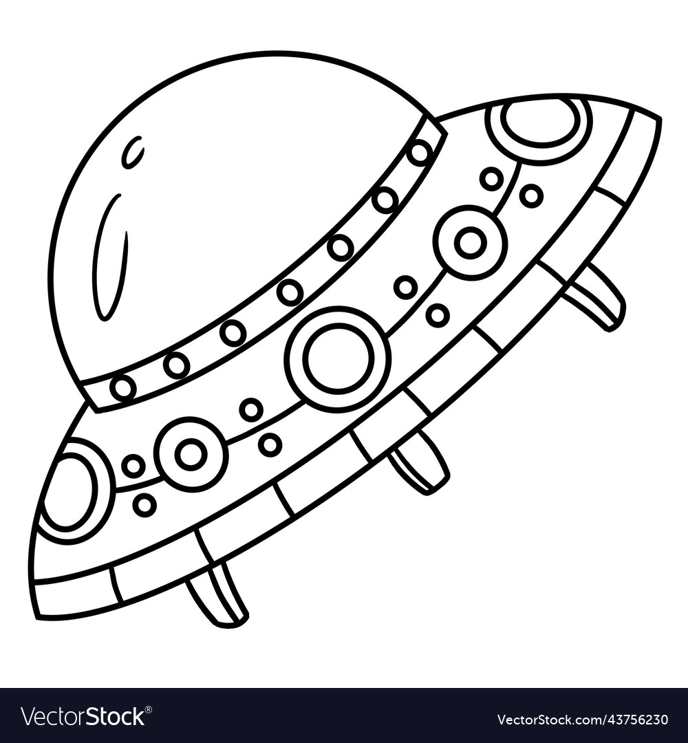 Ufo spaceship isolated coloring page for kids vector image
