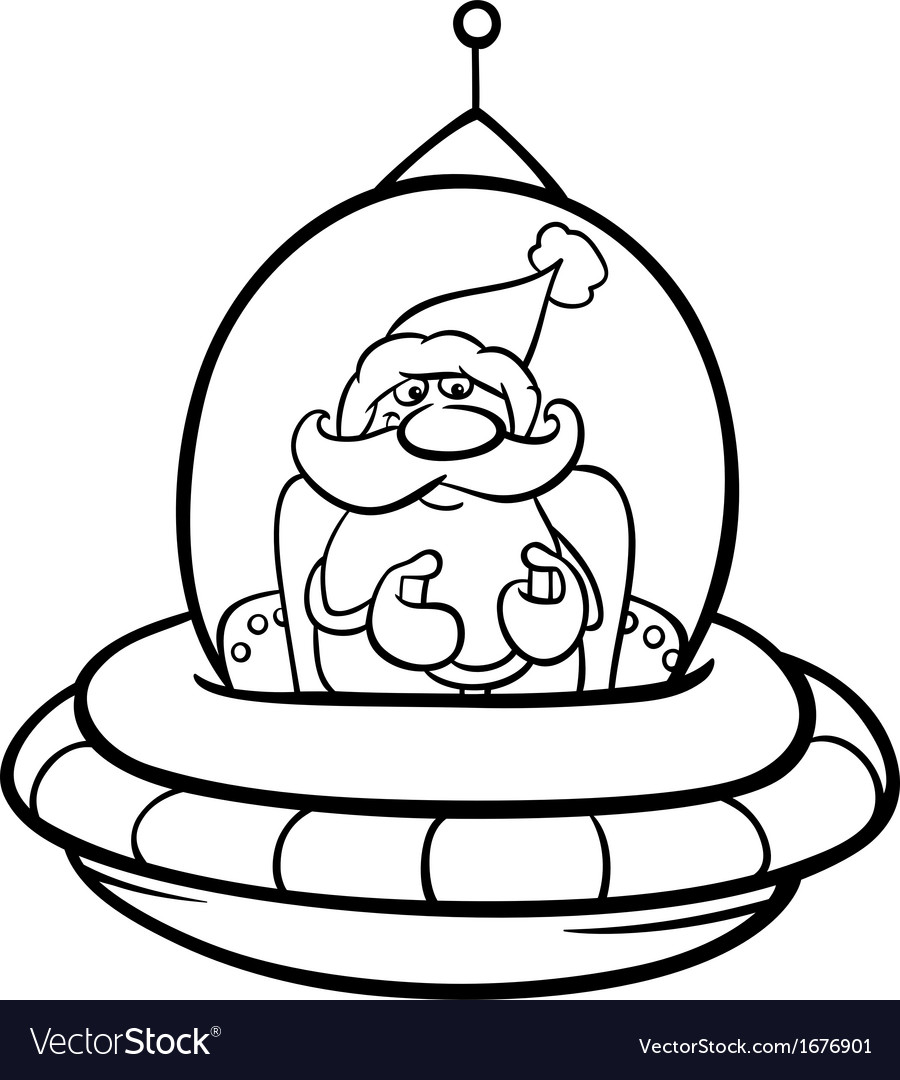 Santa in spaceship coloring page royalty free vector image