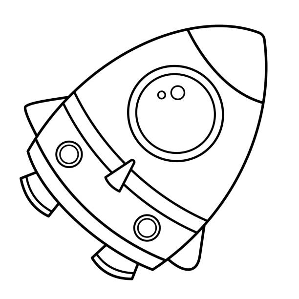 Coloring page outline of a cartoon rocket space coloring book for kids stock illustration