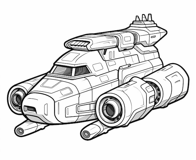 Premium ai image spaceship coloring page