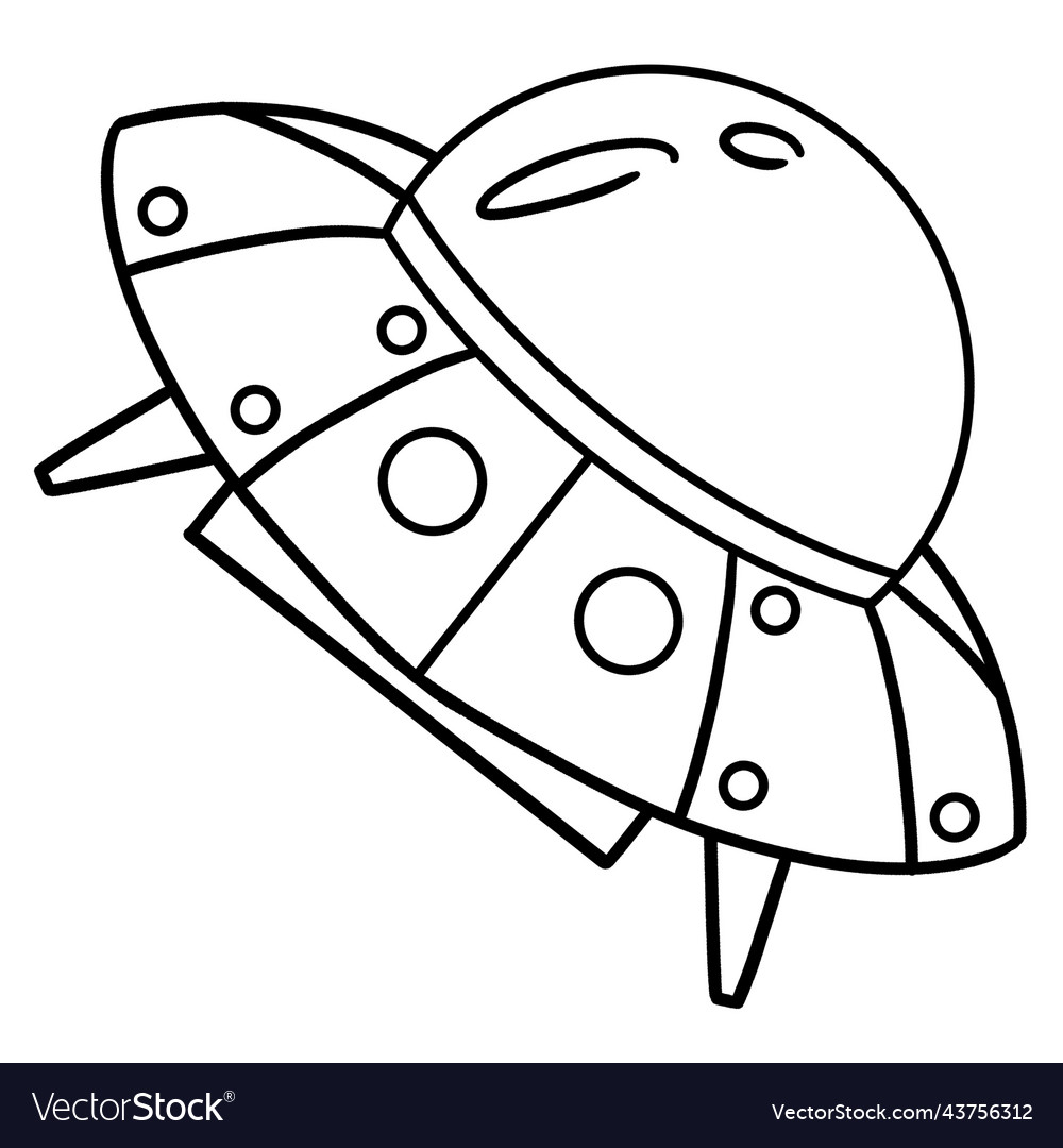 Ufo spaceship isolated coloring page for kids vector image