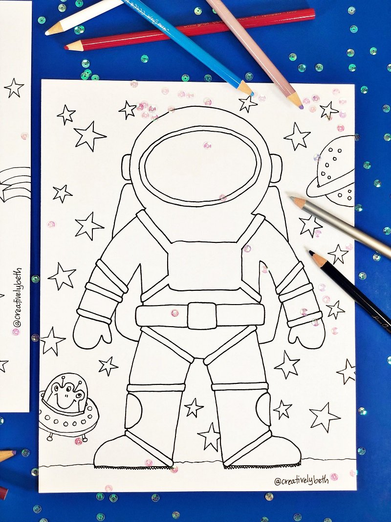Astronaut and spaceship coloring pages creatively beth creatively beth