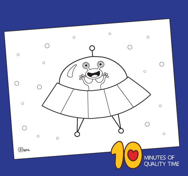 Alien in a spaceship coloring page â minutes of quality time