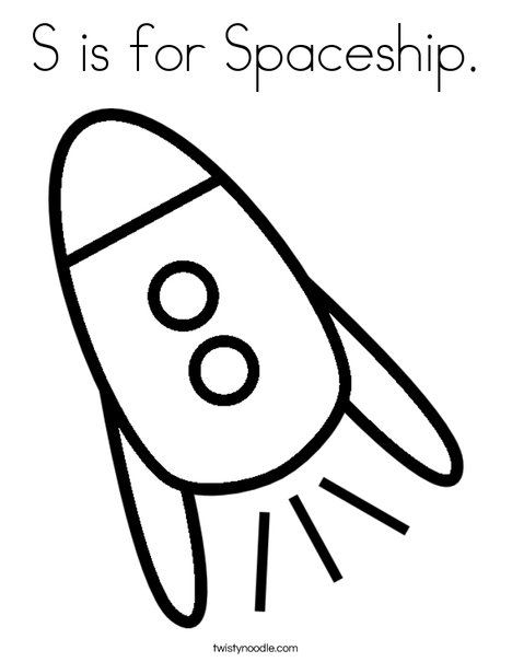 S is for spaceship coloring page