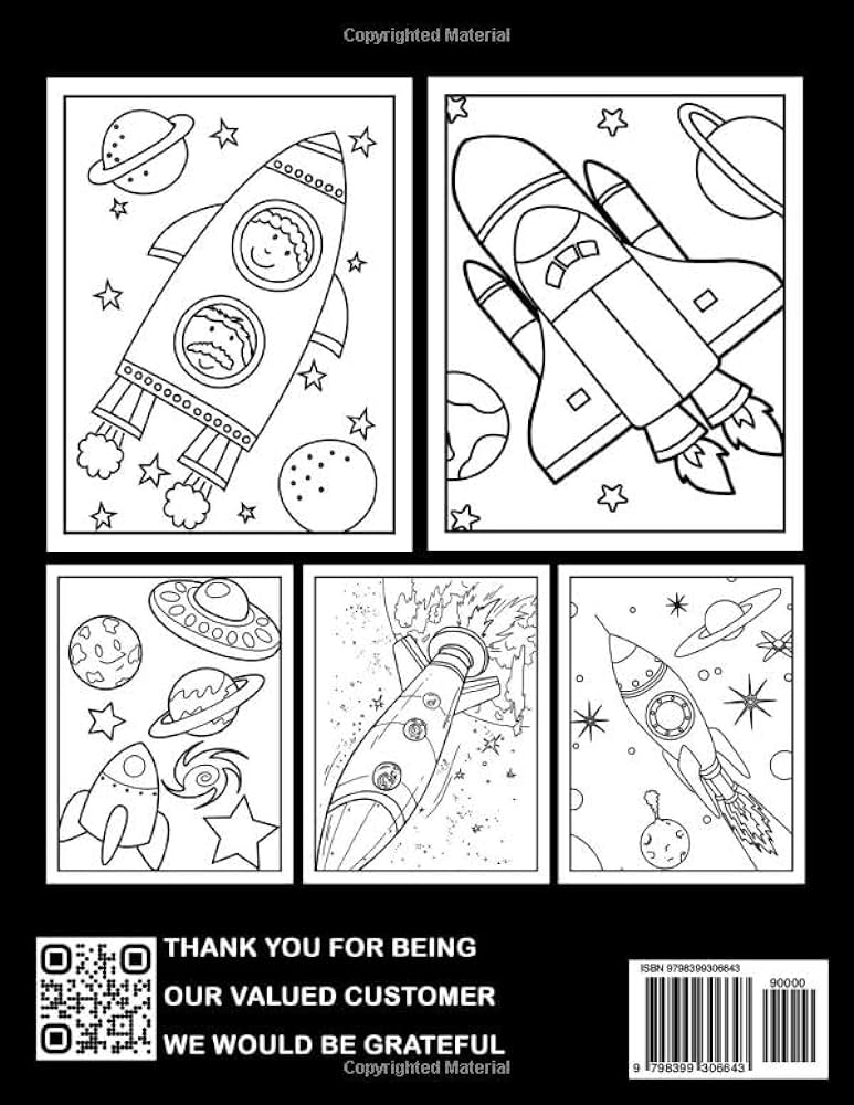 Spaceship coloring book relax with outer
