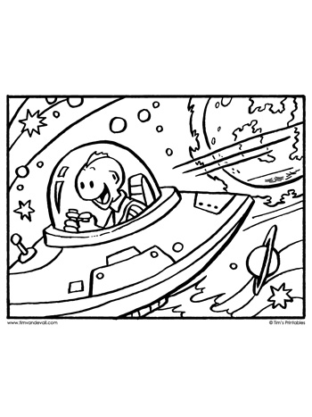 Alien in spaceship coloring page â tims printables