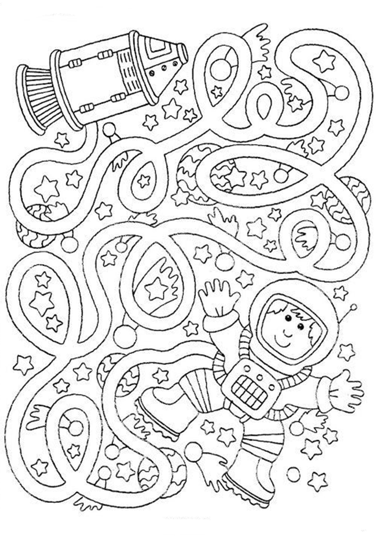 Free simple maze printables for preschoolers and kindergartners printable mazes space coloring pages space theme preschool