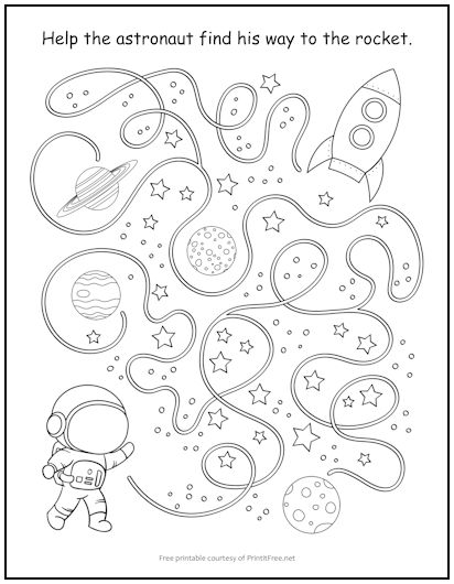 Astronaut in outer space maze print it free