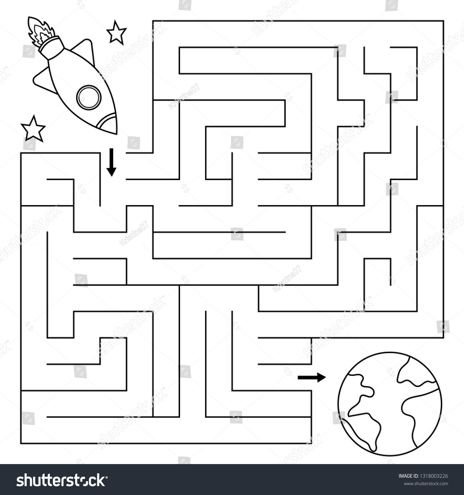 Maze game children help rocket find stock vector royalty free