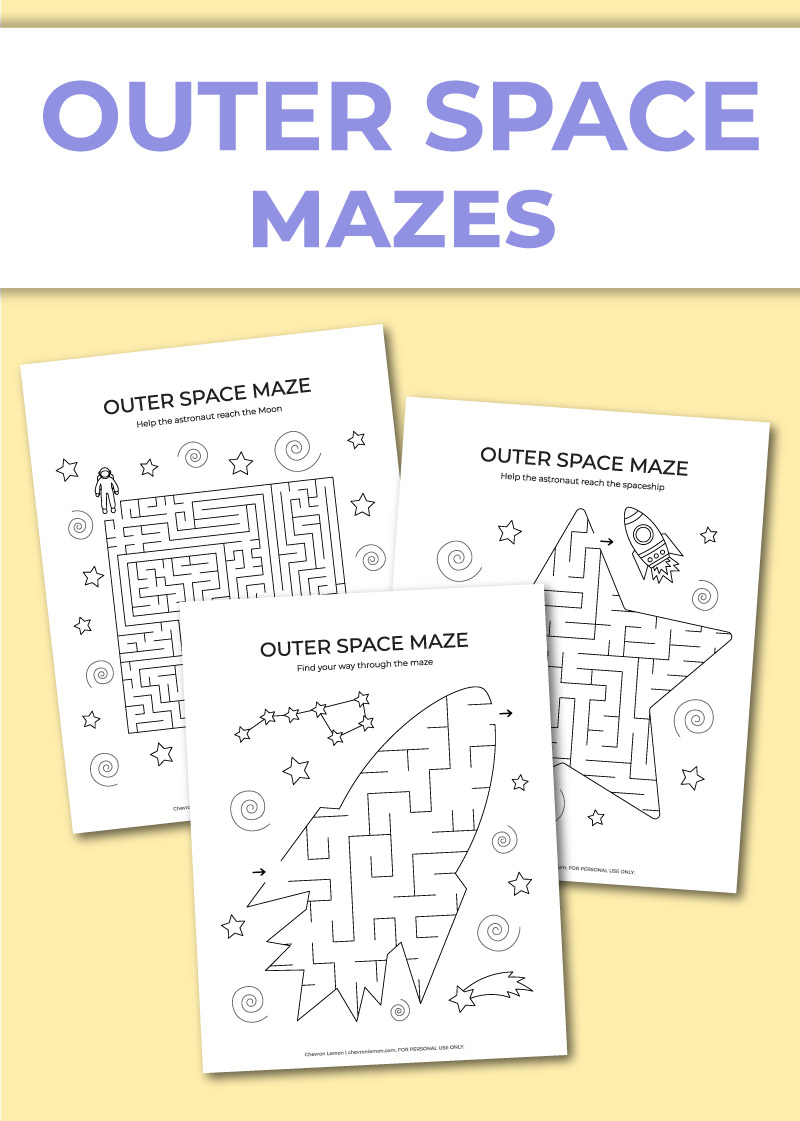 Printable outer space mazes