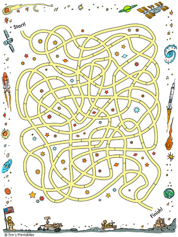Space maze â tims printables
