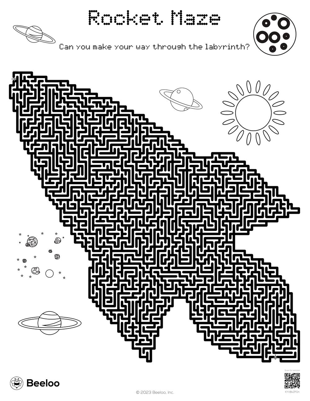 Rocket maze â printable crafts and activities for kids