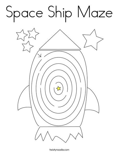 Space ship maze coloring page