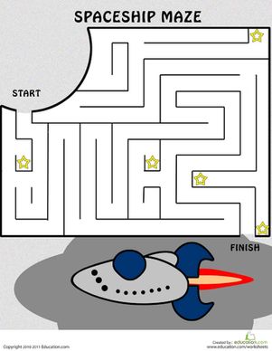 Spaceship maze worksheet education maze worksheet space coloring pages space coloring sheet