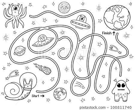 Help a cute snail astronaut find a way to the
