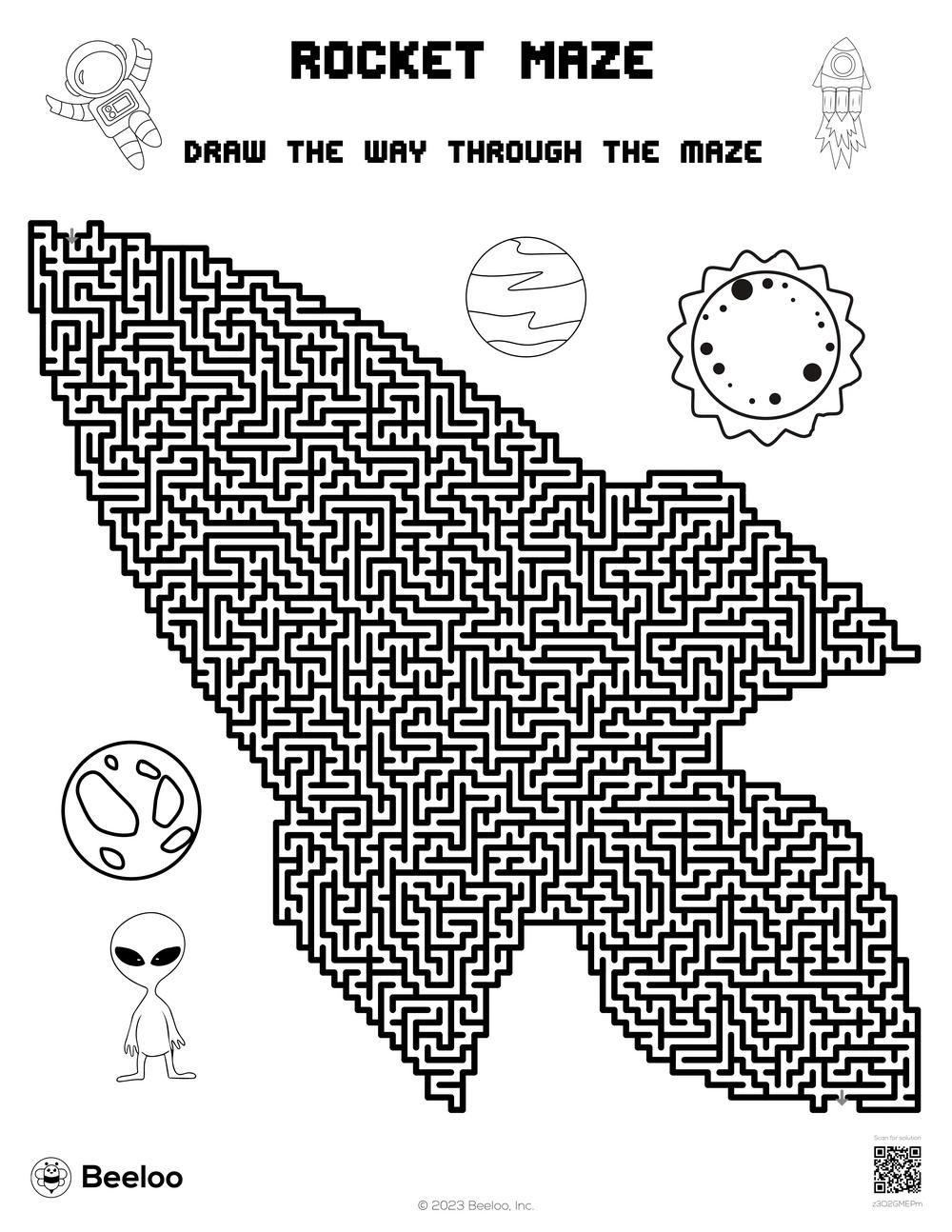 Rocket maze â printable crafts and activities for kids