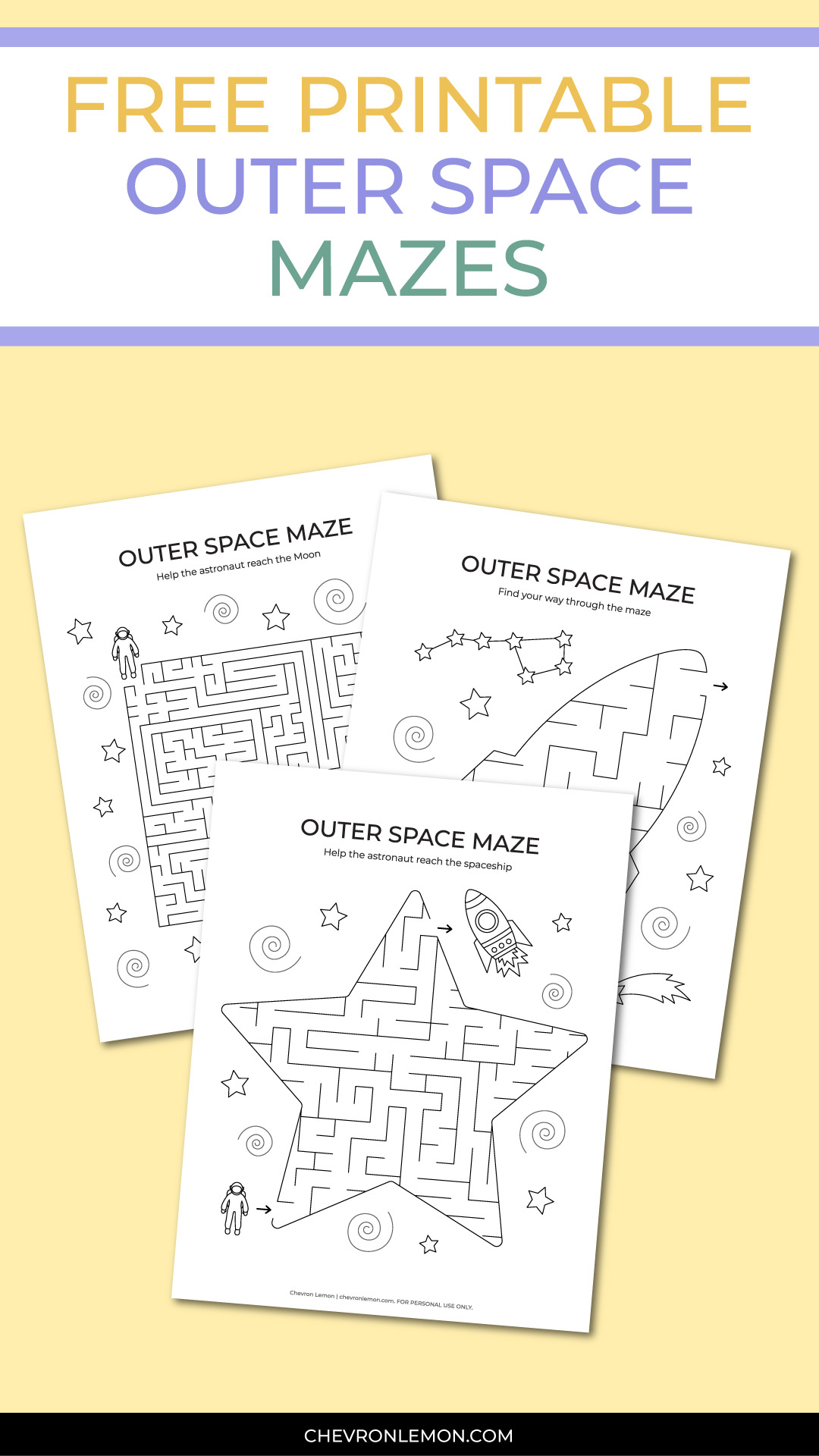 Printable outer space mazes