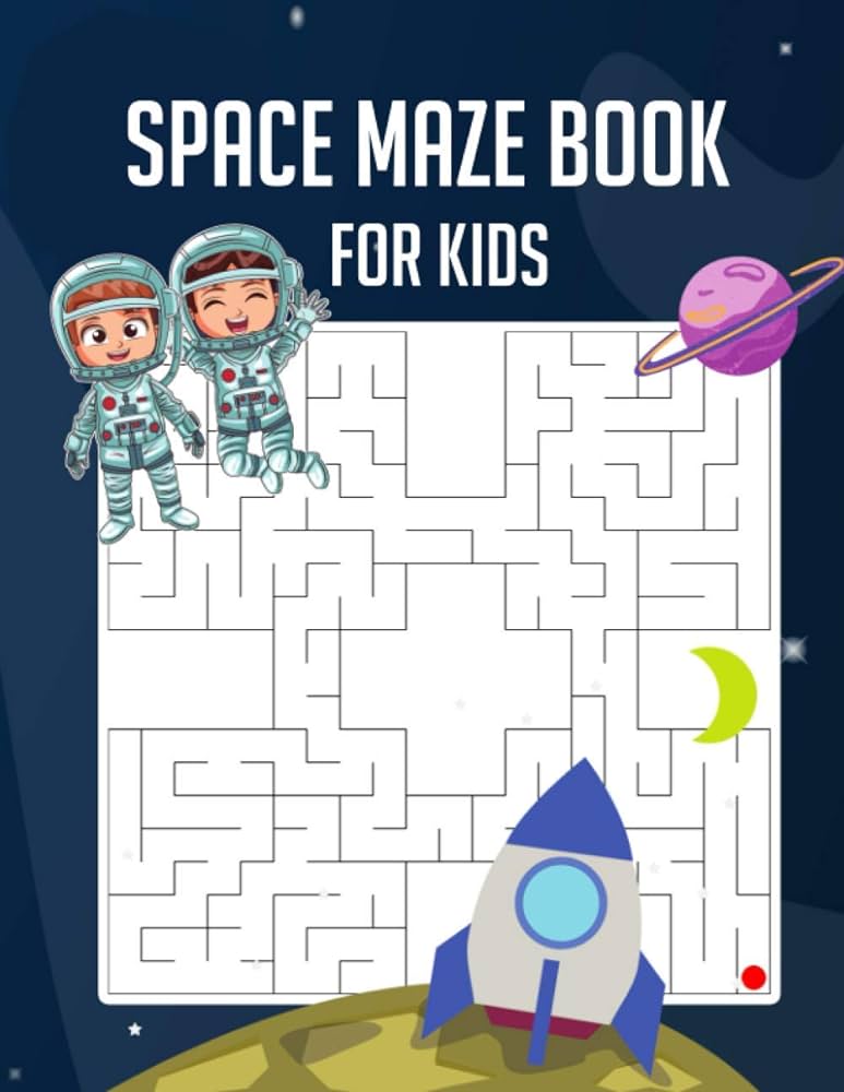 Space maze book mazes for kids mazes to do illustrated coloring pages of planets aliens rockets astronauts and astrology for kids